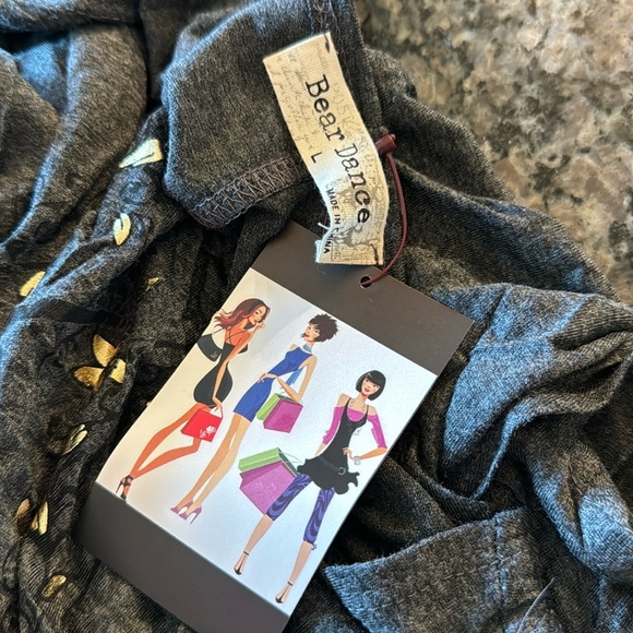 Bear Dance Heat gold flower cold shoulder tunic NWT L - Picture 8 of 12